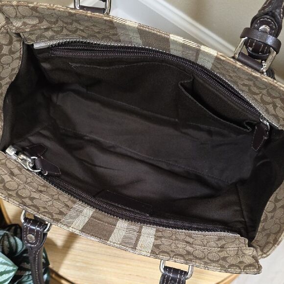 Coach Legacy Signature Stripe Candace Carryall with Wallet - Picture 13 of 14